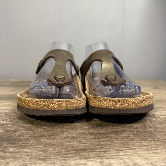 Birkenstock Gizeh Thong Strap Sandals Brown/Gold Leather Size 39 W8 - Picture 2 of 10